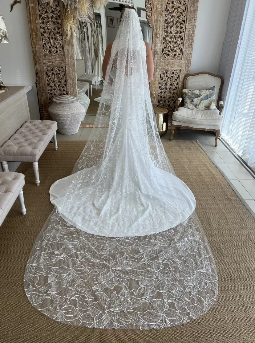 Embroidered Lace Veil // Cathedral Length - Kate Gubanyi hand-made wedding dresses
